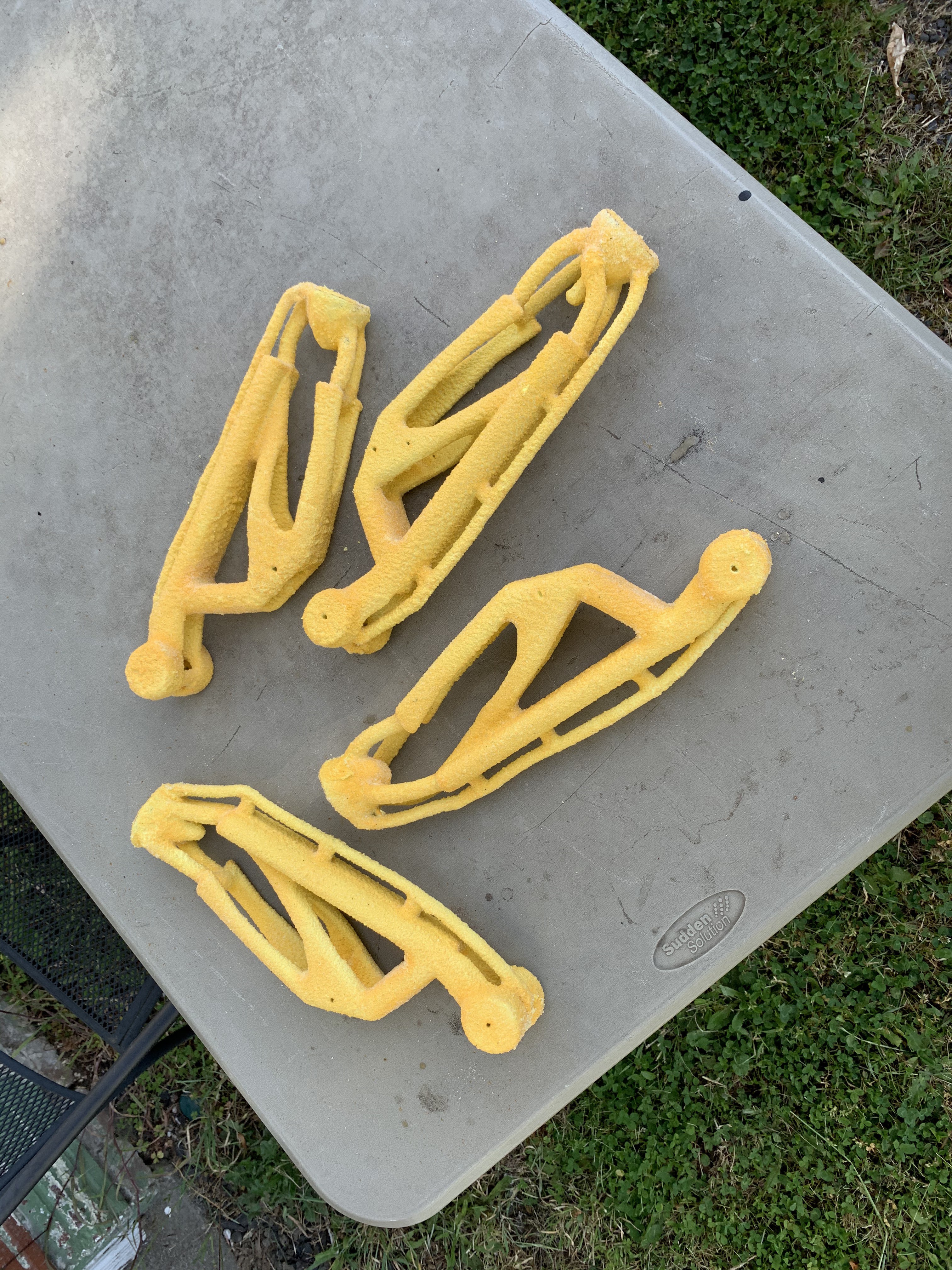 Upper arms drying on table